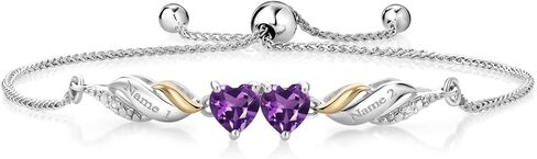 Gem Stone King 925 Sterling Silver and 10K Yellow Gold White Moissanite and White Lab Grown Diamond Tennis Bracelet for Women (0.86 Cttw, Heart Shape 5MM, Fully Adjustable Up to 9 Inch) in Saudi Arabia