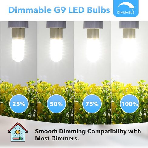 MAXvolador G9 LED Bulb Dimmable, Daylight White 6000K, 40W T4 Halogen Equivalent, Bi Pin Base 4W G9 Light Bulbs for Chandelier Lighting, 400LM, 6 Pack in Kuwait
