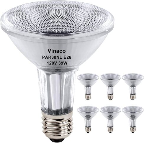 Vinaco PAR30 Long Neck Halogen 60W 120V, Long Lasting 6 Pack PAR30L Flood Light Bulb, PAR30 Dimmable, High Output 1000LM with PAR30 E26 Warm White 2800K Indoor Outdoor PAR30LN in Kuwait