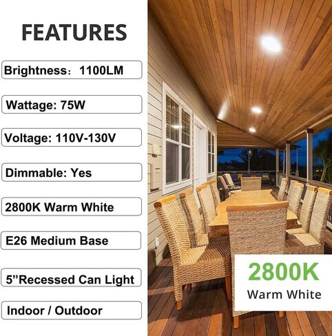 Vinaco PAR30 Long Neck Halogen 60W 120V, Long Lasting 6 Pack PAR30L Flood Light Bulb, PAR30 Dimmable, High Output 1000LM with PAR30 E26 Warm White 2800K Indoor Outdoor PAR30LN in Kuwait