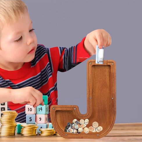 Piggy Bank for Boys Girls Kids Alphabet Money Box Coin Bank DIY Kids Room Decor Gift for Birthday Christmas (J) in Saudi Arabia