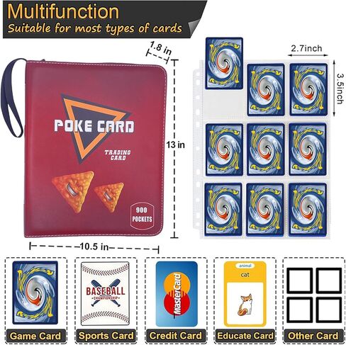 Trading Card Binder Album, 400 Pockets, 50 Removable Sleeves, 3-Ring Zipper, 4-Pocket Pages (Blue 400) in Saudi Arabia