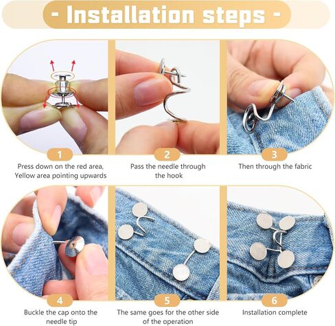 8 Set Pant Waist Tightener Star Buttons Pins for Loose Jeans Reusable Waist Cincher Clip Metal Star Tightener for Clothing Dresses Skirts No Sewing Decoration Accessories(Silver+Black) in Kuwait