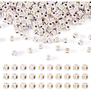 500 PCS مربع أحرف أكريليك حروف حرف 4-5 مم AEIOU CUBE الأبجدية لـ DIY اسم سوار MANDELY MANDER