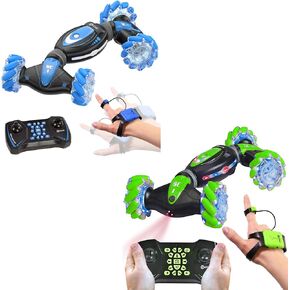 Contixo SC1 All Terrain Speed ​​Crawler RC Stunt Car 2 Pack ، 4WD 2.4GHz التحكم عن بُعد سيارات ألعاب الإيماءات ، مركبة مركبة على الطرق الوعرة 360 درجة مع موسيقى الأضواء والأزرق والأخضر
