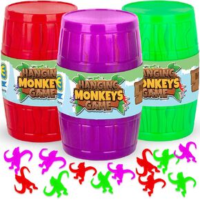 Gamie Hanging Monkeys Game - 3 براميل مع 30 قرودًا لكل منهما - ألعاب ممتعة لليأس العائلي - الألعاب الداخلية للأطفال والكبار - تطور مهارات حركية رائعة - ألعاب الحفلات الرجعية للأعمار 3 وما فوق