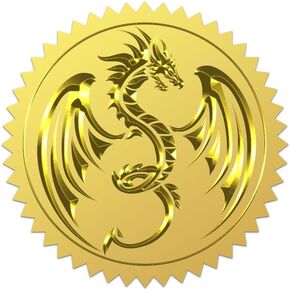 WADORN 100PCS 2 '' Dragon أختام رقائق الذهب المنقوش بالذهول ، ملصقات الذهب ذات الشجاعة الذاتية ، ملصقات Dragon Vintage Fintage for Accores ، التخرج