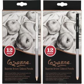 مارك مارك Cezanne Premium Colored Pencils مجموعات بيضاء وسوداء من 12 - أقلام الرسم ذات الصك
