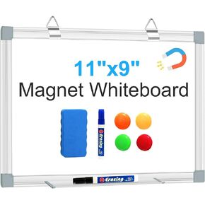 H-Qprobd 11" X 9" Small Magnetic Whiteboard, Dry Erase Board for Wall Aluminum Frame, Wall-Mounted Board for Home, School, Office
