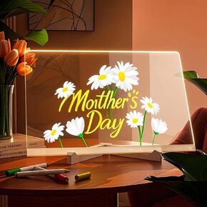 لوحة ملاحظات LED مع ألوان ، لوحة رسم LED ، لوحة الرسائل الإضاءة ، لوحة أكريليك مضيئة مع موقف قابل للتعديل للمنزل والأعمال فائق الكتابة لوحة الضوء مع 7 قلم (7.8 * 7.8 بوصة)