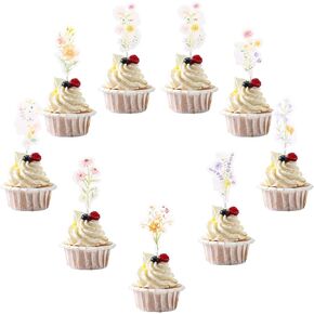 36 PCS Wildflower Cupcake Topcake Flower Cupcake Topcake Topcake Baby Shower Cake Topper Floral Cake Decorations Wild Flower Cupcake Decorations