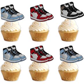 18pcs Glitter Sports Skateboard Dessert Cupcake Topper Pick for Sports Shoes Theme Decor Supplies Boys Girls Happy Birthday Party Decorations
