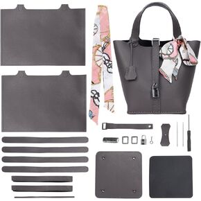 WADORN DIY PU Leather Bucket Bag Making Kits, Homemade Tote Bag Making Material Handicraft Handbag Sewing All Accessories DIY Personalized Bag Stitching Set, 6.5x8.66 Inch, Brown