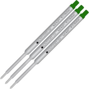 Lanier Combo Pack - 3 Pack - Monteverde® Soft Roll ™ Ballpoint W13 Paste Ink Enclable مع معظم أقلام Points Waterman® - الأخضر (طرف متوسط ​​0.7 مم)