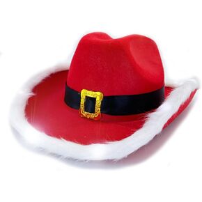 LED وميض عيد الميلاد Cowboy Red Santa Clause Western Holiday Light Up Hat لعيد عيد ميلاد عيد الميلاد