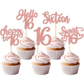 25 Pack Sweet 16th Cupcake Toppers Hello Sixteen 16 Vintage 2009 Happy 16th Birthday Cupcake. in Kuwait