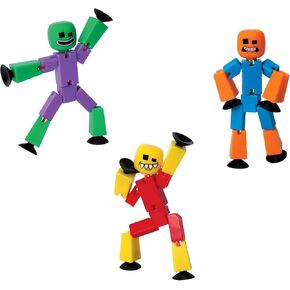 Zing StikBot Crazy Faces 3-Pack – Exclusive Solid Colors | Posable Action Figures with Suction Cups for Stop-Motion Animation & Creative Play | Award-Winning STEAM Toy, Age 4+