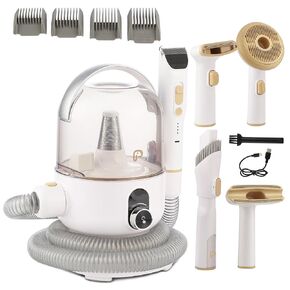 طقم أليف وألواح أليف شفط 99 ٪ من شعر الحيوانات الأليفة ، 5 IN-1 Pet Grooming Kit مع كوب غبار كبير سعة 2L ، مزيل شعر الكلاب منخفضة الضوضاء لاستئصال القطط الكلاب والحيوانات الأخرى ،