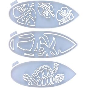 Set of 3 Epoxy Silicone Mold Surfboard Shaped Accessories Molds Flexible Wall Decorations Mould Jewelry Making Supplies, 11.65x3.62inch, White