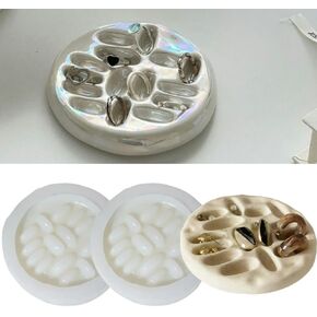 XMOX Round Jewelry Storage Tray Mold, Rings Earrings Container Plates Silicone Molds for Resin Concrete Cement Mold, Oval Plate Doap Dish for Home Decor DIY Craft Gift (2pcs)