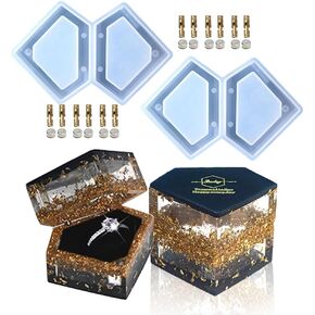 2pcs قوالب راتنج راتنج حلقة ، حامل حلقة الماس ، قالب السيليكون لمشاركة هدايا عيد ميلاد الزفاف