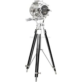 Nagina International Nautical Retro Classic Theatre Collectible Steel Tripod Searchlight Lamp | فيلم Props مصباح الأرضية المصباح البحري الأصيل مع ثقيلة كبيرة | غرفة المعيشة بقعة مصباح الضوء