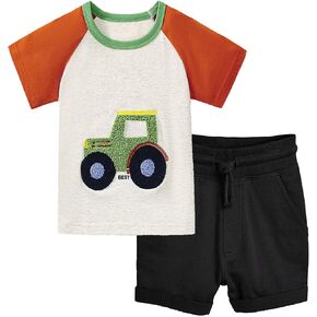 Frogwill Toddler Boys Little Monster Embroidered Truck 2-Pieces Cotton T-Shirt and Shorts Summer Outfit Set in Kuwait