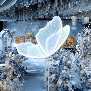 Wedding Butterfly Floor Lamp Creative White Sliver Sequin Hanging Lamp Led Butterfly Lights Decorations for Wedding Party Birthday(60cm/23.6inch)
