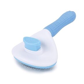 Self cleaning sliding brush, cat comb pet massage tool for all long or short pets, hair cleaner, removing tangled and loose hair, cat brush with release button (Pink)