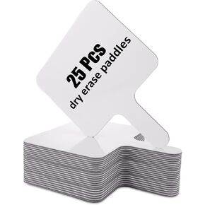 QTLCOHD 25 Pack Dry Erase Answer Paddle 6 x 8 Inch Handheld White Boards for Students Double Sided Auction Paddles for Classroom Teaching Office