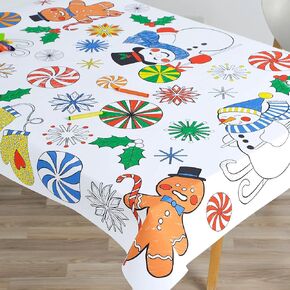 Multicolor Peppermint Twist Color In Paper Table Cover ( 48" x 36") 1 Pc. - Fun Design, Perfect for Holiday Gatherings & Festive Celebrations