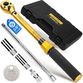 50Pcs Master Bike Torque Wrench Set, 1/4 Inch Drive, 10-220 IN.LB (1-24.9 Nm), Inch Pound Click Torque Wrench with Bit Sockets, 0.1 Nm Micro, 3/8 Adapter, Pro Bicycle Tool Kit for MTB in Kuwait