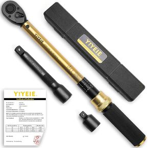 50Pcs Master Bike Torque Wrench Set, 1/4 Inch Drive, 10-220 IN.LB (1-24.9 Nm), Inch Pound Click Torque Wrench with Bit Sockets, 0.1 Nm Micro, 3/8 Adapter, Pro Bicycle Tool Kit for MTB