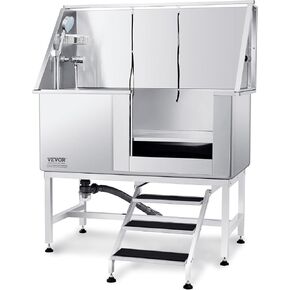 VEVOR 50 "Pet Dog Station W/الدرج ، حوض استحسان الكلاب المهنية من الفولاذ المقاوم للصدأ مع صندوق الصابون ، صنبور ، ملحق غني ، حوض استحمام للكلاب للحيوانات الأليفة الكبيرة ، والحيوانات الأليفة الصغيرة ، وحوض الغسيل للمنزل يمينًا in Kuwait