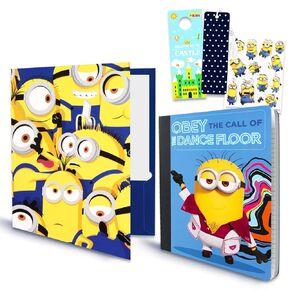 Despicable Me Notebook - Minions Bundle تتضمن مجلد Despicable Me Minions وملصقات Notebook Plus Minions ، المرجعية ، المزيد | مستلزمات مدرسية ديانة لي