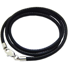 Teensery 2 PCS سلسلة الحبل الحبل الأسود الشمع مع مشبك الفولاذ المقاوم للصدأ ، 15.7 "(40 سم) ، قطر 2 مم ، مناسبة للمعلقات 2.8 مم أو أكثر ، نمط بسيط كلاسيكي ، وصنع المجوهرات سحر