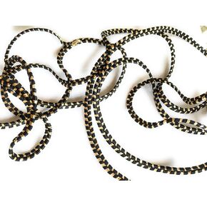 مرنة Soutache Brown /Gold Lurex مصفرة الحبل المضفر ، 1/4 "(5 مم) الخياطة ، قطع اللحف - 5 ياردات