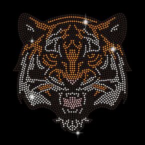 Tiger Rhinestone Iron on Hotfix Wild Tiger Crystal Transfer Transfer Sticker Bling Rhinestone Scals Transe Heat Transfer Catgle Cloting Clothing for T Shirt Hat Bags أحذية 11.7 "× 8.3"
