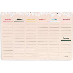ban.do Weekly Planner Notepad, Desk Planner/Calendar Pad with 52 Sheets, Undated Weekly Desktop Calendar/Agenda (Pink/Green)