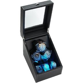 Watch Winder for Automatic Watches, 6 Automatic Watches with 6 Watches Storages, Automatic Watch Winder with Blue Backlight and Foam Pad, 4 Rotation Modes Rotating Watch Box