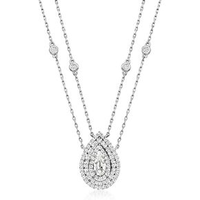 Ross-Simons 0.90 ct. t.w. CZ 2-Strand Drop Necklace in Sterling Silver. 16 inches