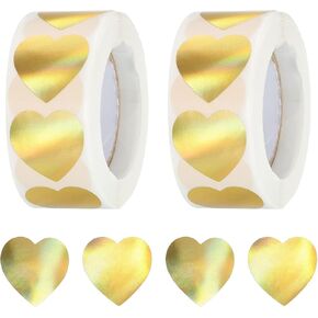 MECCANIXITY 1000 Pcs Heart Shaped Sticker 1 Inch Self-Adhesive Love Sticker Label Heart Decorations for Envelope,Valentine Day,Wedding Party, Light Blue