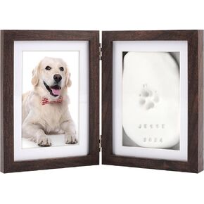 الكلب التذكاري صورة إطار PET PAW طباعة طقم التذكارات مع تخصيص للكلاب ميموريال هدية ميموريال كات التذكارية إطار الصورة الممتازة الخشبية PAW إطار هدية شخصية لمحبي الحيوانات الأليفة البني
