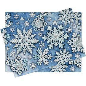Winter Snowflake Blue Table Runner, Christmas Snow Kitchen Dining Table Decoration, Seasonal Burlap Indoor Outdoor Home Decor Party Supply 13 x 72 Inches in Kuwait