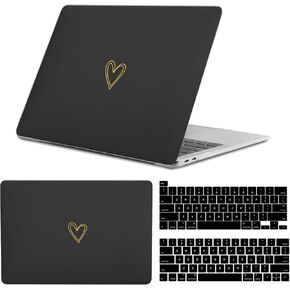 متوافق مع حالة MacBook Pro 13 بوصة ، 2020-2016 (A2338 M1 A2159 A2251 A2289 A1989 A1706) مع معرف اللمس و 2 حزمة مفاتيح حزمة ، وقشرة محمولة فاكب ، فوكس الجلد المحمولة (Brown-L33)