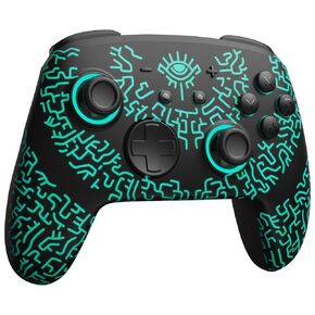 FUNLAB [Luminous Pattern] Switch Pro Controller Wireless Compatible with Nintendo Switch/OLED/Lite, Firefly Bluetooth Remote Gamepad with 7 LED Colors/NFC/Paddle/Turbo for Zelda Fans - Miner black