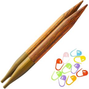 Knitpro Ginger Ginger إبر حياكة دائرية قابلة للتبديل 5 بوصة ، الحجم 6 (13 سم ، 4.00 مم) مع 10 علامات غرزة ملونة