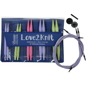 Love2 Knit مجموعة إبرة الحياكة القابلة للتبديل ، US10-15 (الباستيل)