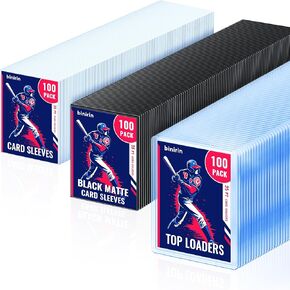 300 Toploaders Combo, Black Matte Card Sleeves | 3x4 Hard Plastic Card Holder | Acid-Free Penny Sleeves | Premium Black Matte Card Sleeve, Great for MTG, Pokemon, Baseball Card Protectors (100 Set)