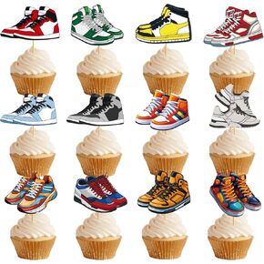 36 PCS Sneaker Cupcake Toppers Sneaker Cake Decorations Sneaker Party Decorations Basketball Sneaker Cupcake Toppers for Kids Boys Birthday Party